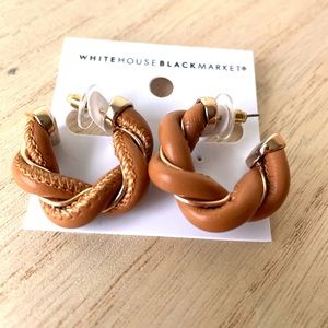 Twisted Faux Leather Hoop Earrings